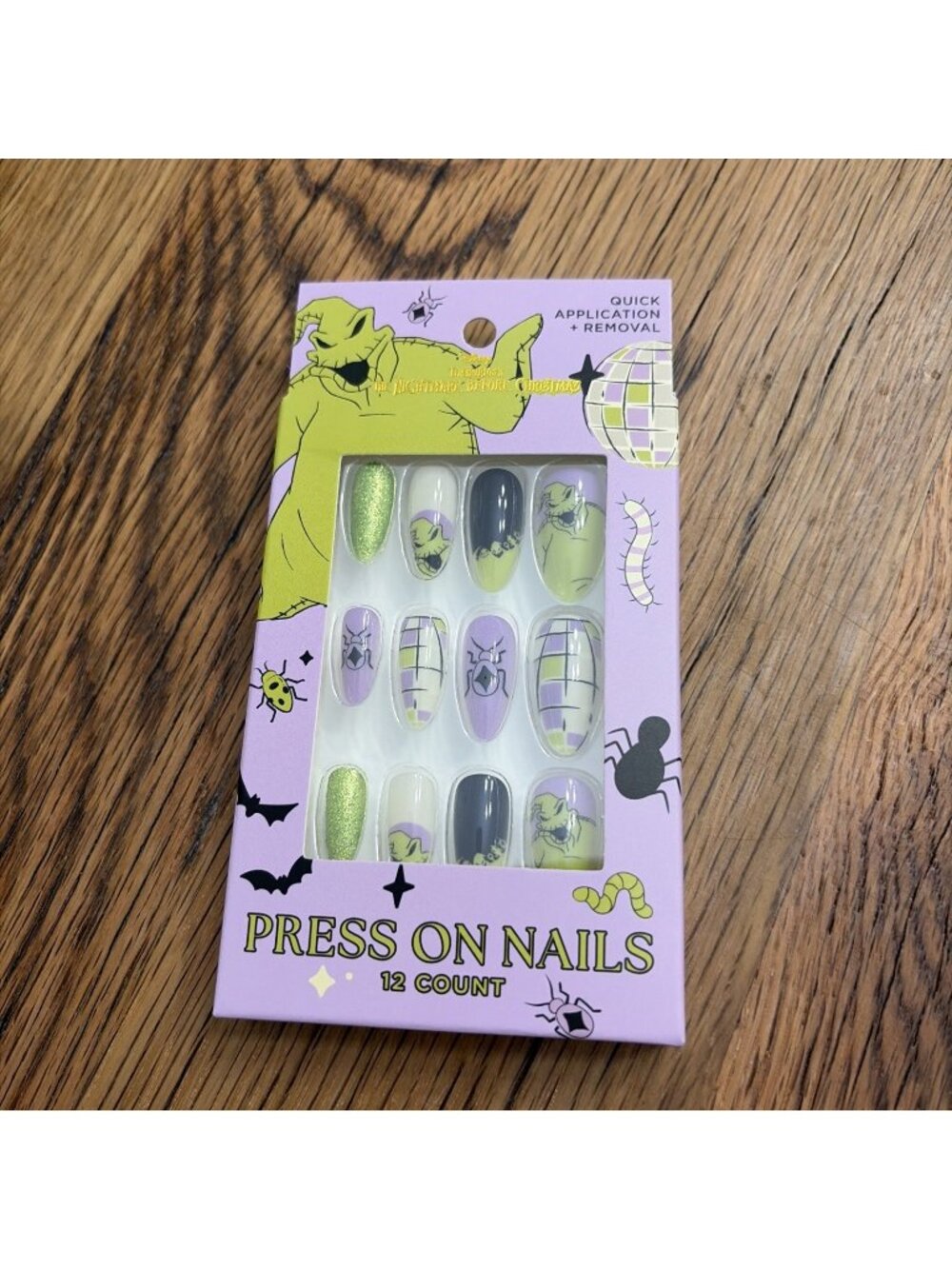 12 ct Nightmare Before Christmas Press-On Nails OOGIE BOOGIE Long Stiletto